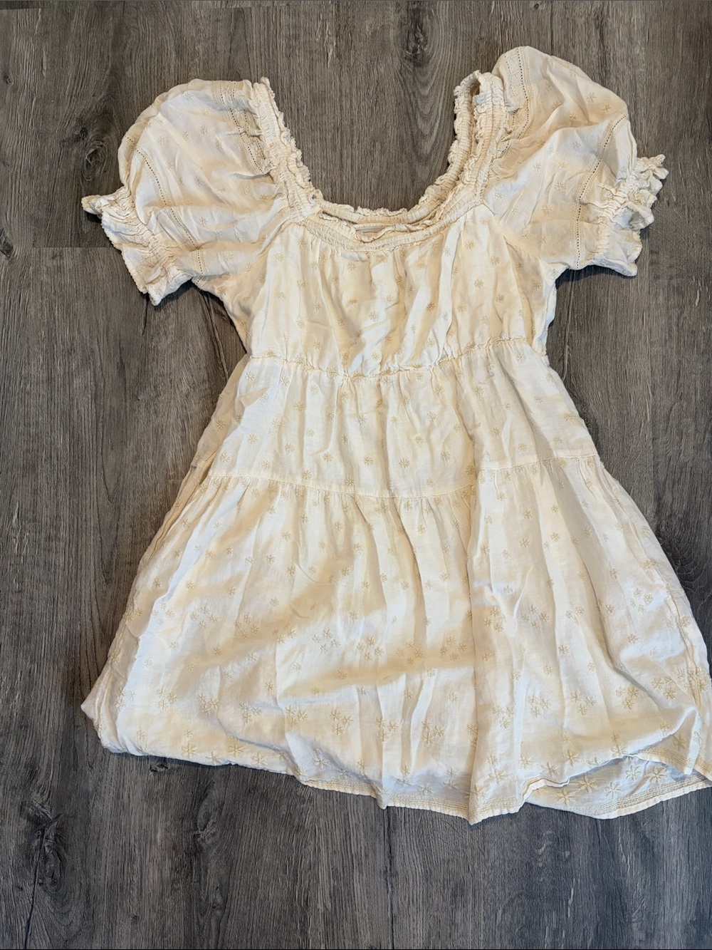 Old Navy Cream Eyelet Babydoll Dress